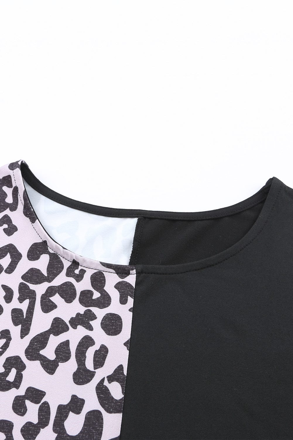 Leopard Patchwork Sleeveless Top with Black Trim