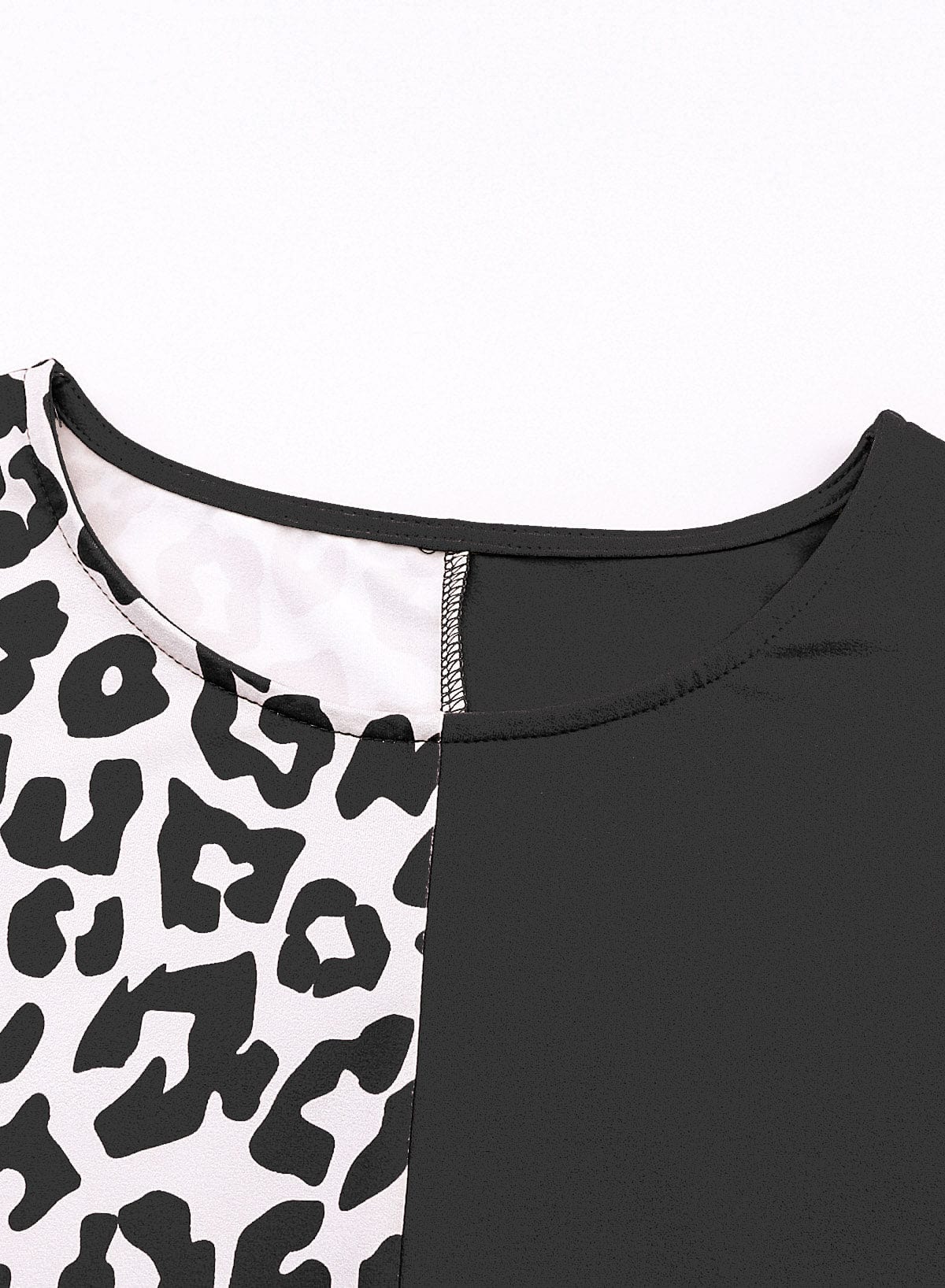 Leopard Patchwork Sleeveless Top with Black Trim