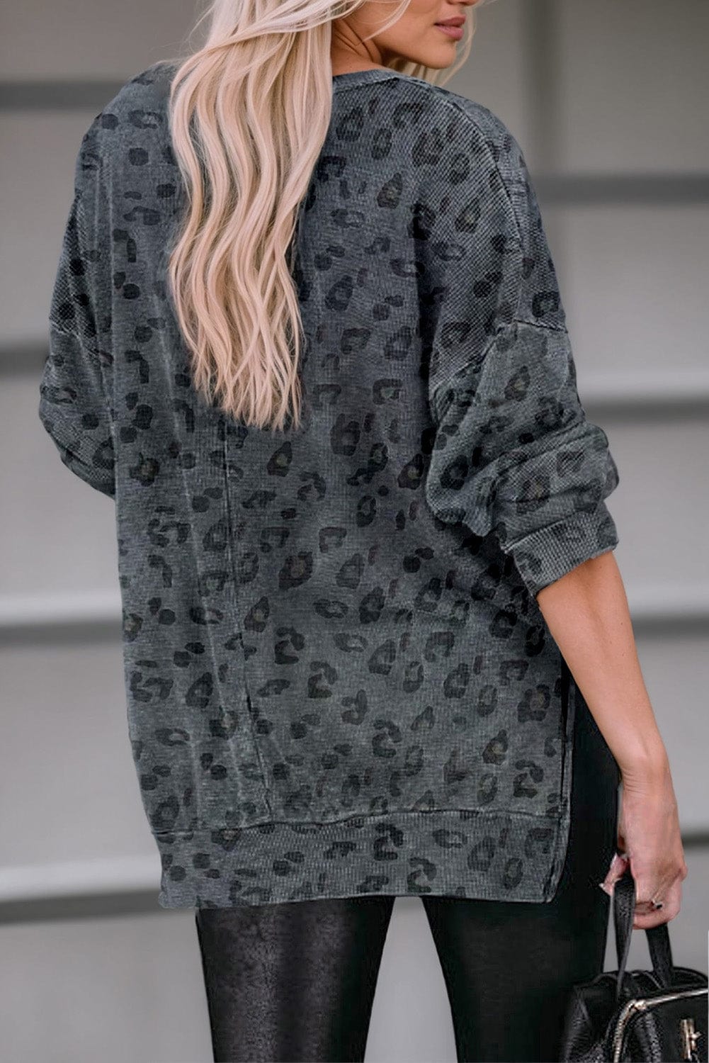Loose Leopard Print Crew Neck Short Sleeve Dress