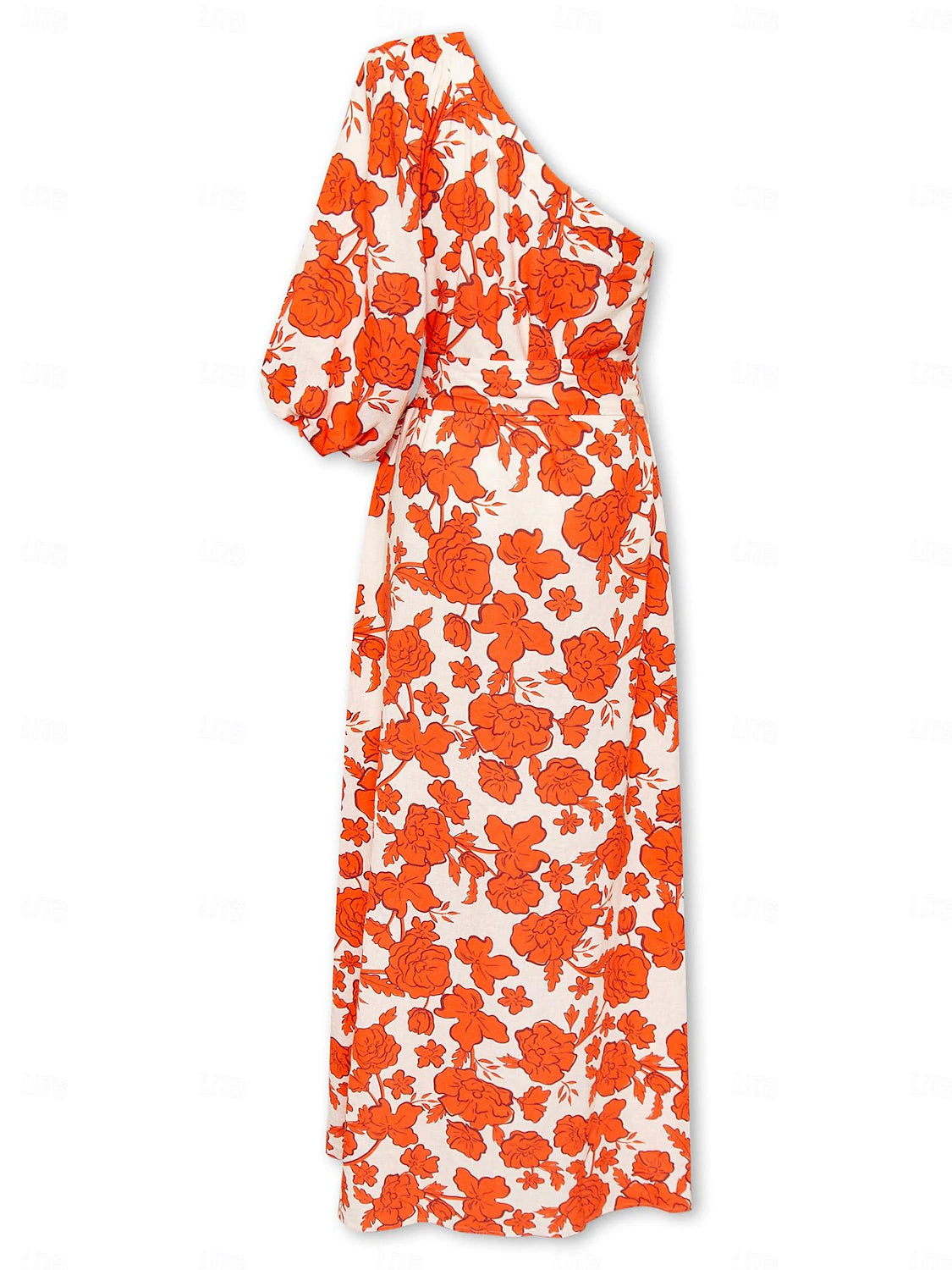 Floral Diagonal Neck Maxi Dress