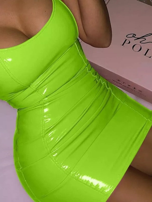 Women's Dress - Holiday Dress Bodycon Short Mini Dress Black Pink Red Sleeveless Pure Color Spring Summer Deep U Personalized Stylish Hot Party Slim 2023 S M L