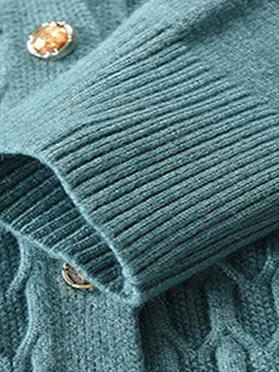 Women's Cardigan Shirt Collar Cable Knit Polyester Button Pocket Knitted Fall Winter Regular Outdoor Christmas New Year Fashion Casual Soft Long Sleeve Floral Red Purple Fuchsia XL 2XL 3XL