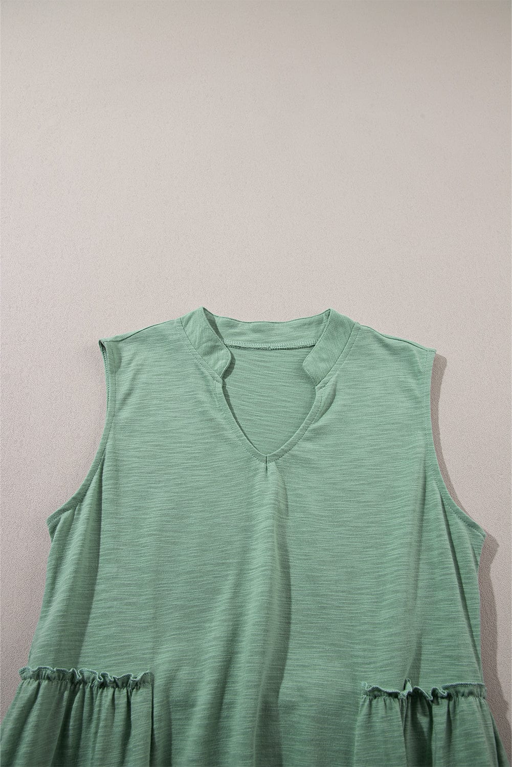 Moonlit Jade Tiered Flowy V-Neck Shift Dress