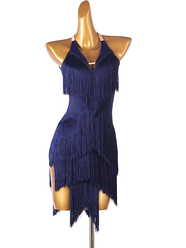 Latin Dance Dress Tassel Split Joint Women's Performance Training Sleeveless Chinlon - LuckyFash™