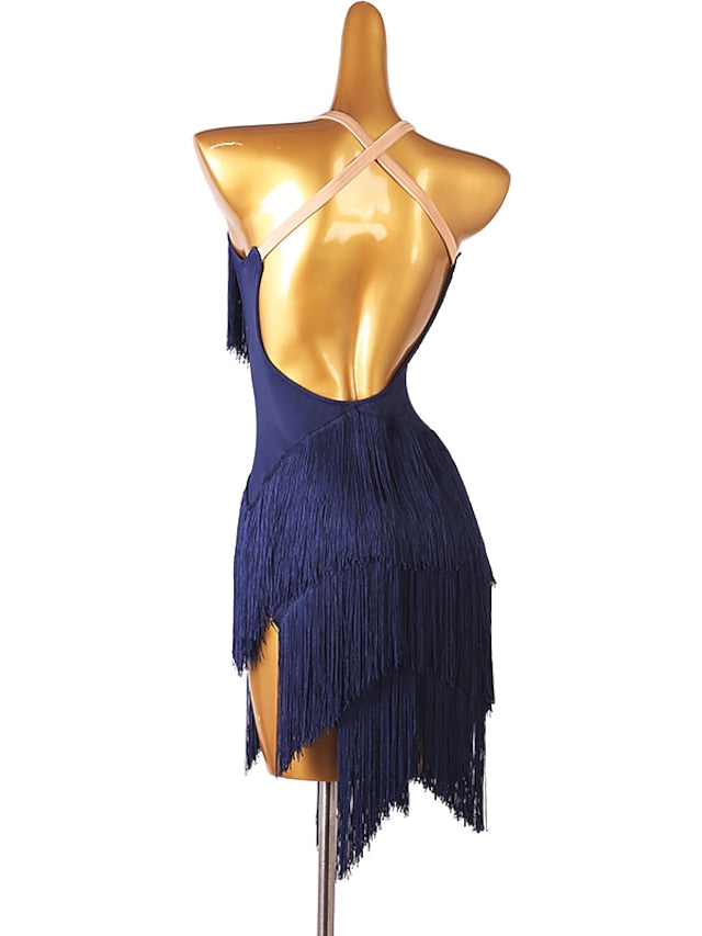 Latin Dance Dress Tassel Split Joint Women's Performance Training Sleeveless Chinlon - LuckyFash™