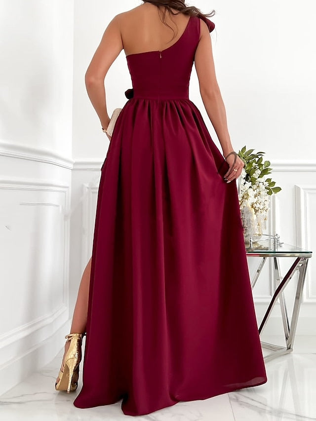 Women's Dress - Casual Dress Swing Dress Long Dress Maxi Dress Green Black Wine Sleeveless Pure Color Patchwork Spring Summer Cold Shoulder 2023 S M L XL XXL