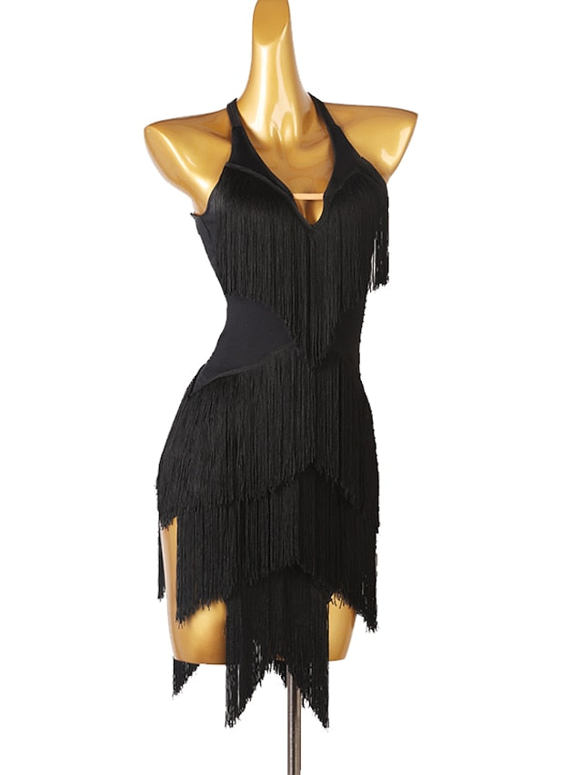 Latin Dance Dress Tassel Split Joint Women's Performance Training Sleeveless Chinlon - LuckyFash™
