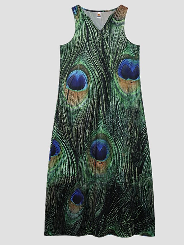 Women's Dress - A Line Dress Maxi long Dress Black Sleeveless Floral Leopard Print Summer V Neck Stylish 2023 5XL