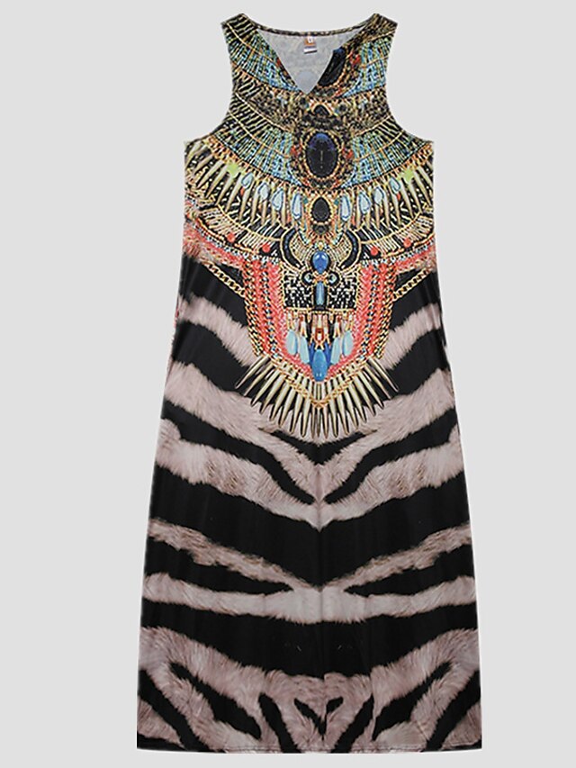 Women's Dress - A Line Dress Maxi long Dress Black Sleeveless Floral Leopard Print Summer V Neck Stylish 2023 5XL