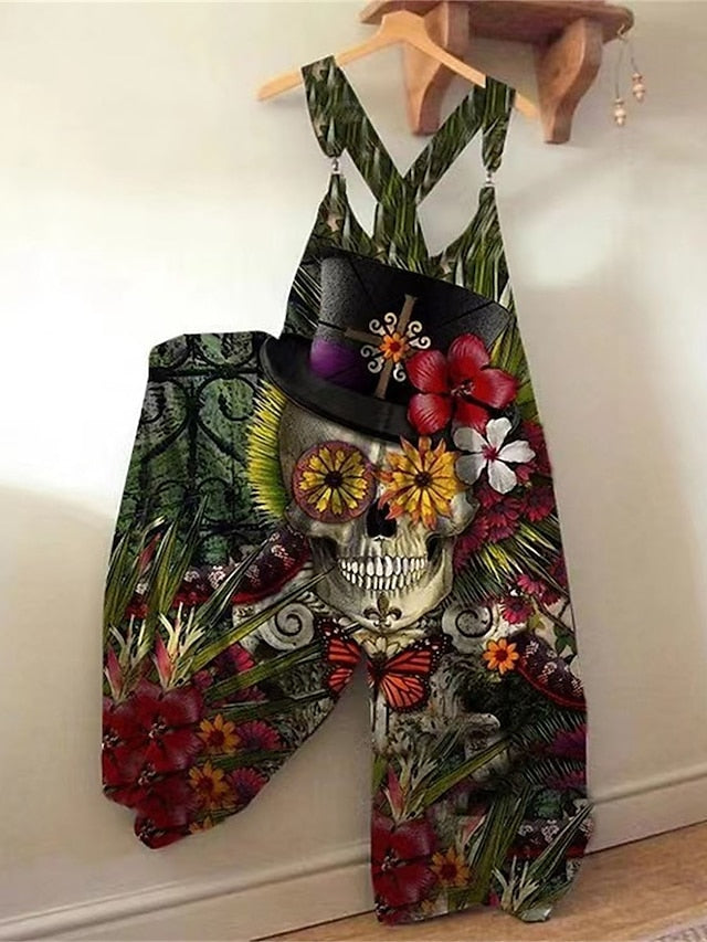 Jumpsuits for Women Summer Overall Print Animal Square Neck Streetwear Daily Vacation Loose Fit Sleeveless Black White Yellow S M L - LuckyFash™