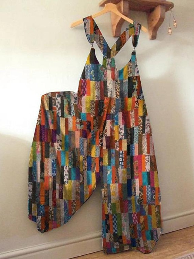 Women's Jumpsuits Casual Summer New Strappy Creative Printing One-Piece - LuckyFash™