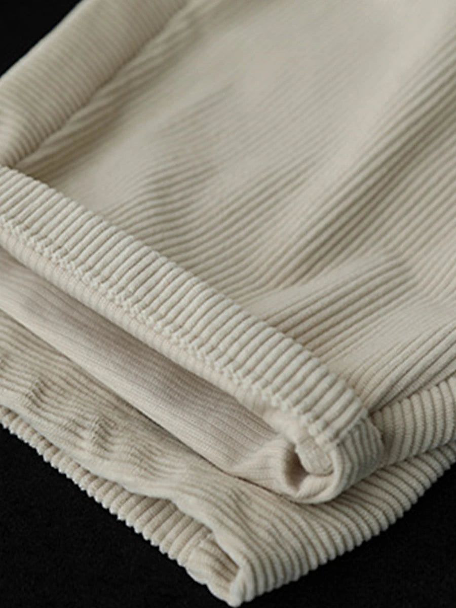 Women's Pants Trousers Corduroy Plain Black Pink Fashion High Waist Full Length Street Daily Fall Winter