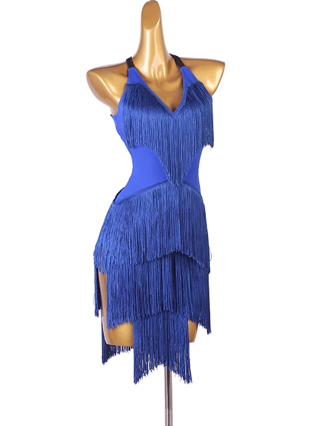 Latin Dance Dress Tassel Split Joint Women's Performance Training Sleeveless Chinlon - LuckyFash™