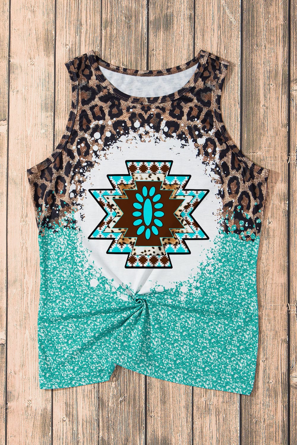 Retro Geometric Print V-neck Short-sleeved Top