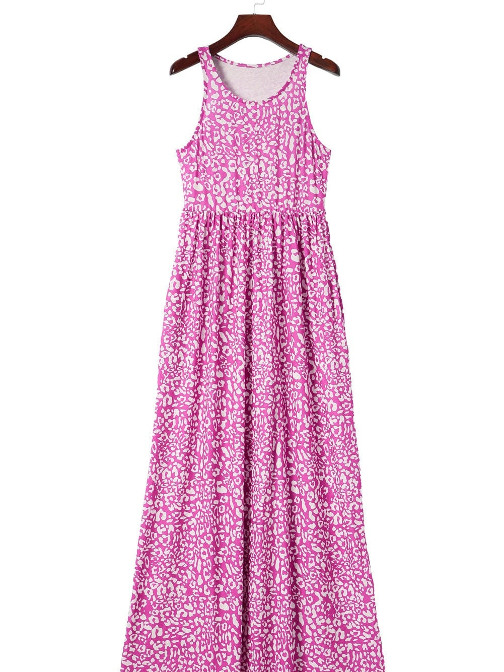 Rose Leopard Print Maxi Dress with Pockets