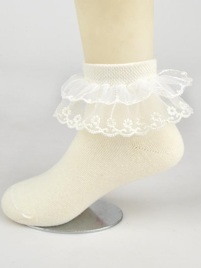 Kid's Crew Socks Wedding Party Daily Solid / Plain Color Nylon Cotton Classic Lolita 1 Pair - LuckyFash™