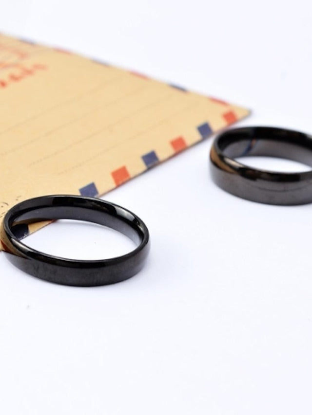 Couple Rings Band Ring For Women's Wedding Anniversary Gift Titanium Steel Gold Plated Classic Love Friendship Gold Black - LuckyFash™