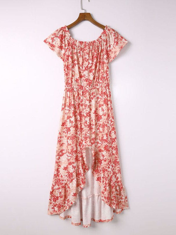 Sleek and Chic Single-Shoulder Slit Printed Dress with Irregular Hem