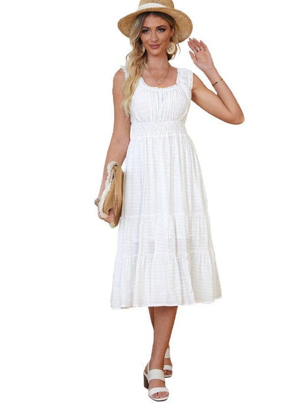 Sleeveless Round Neck Stitching Beach Dress