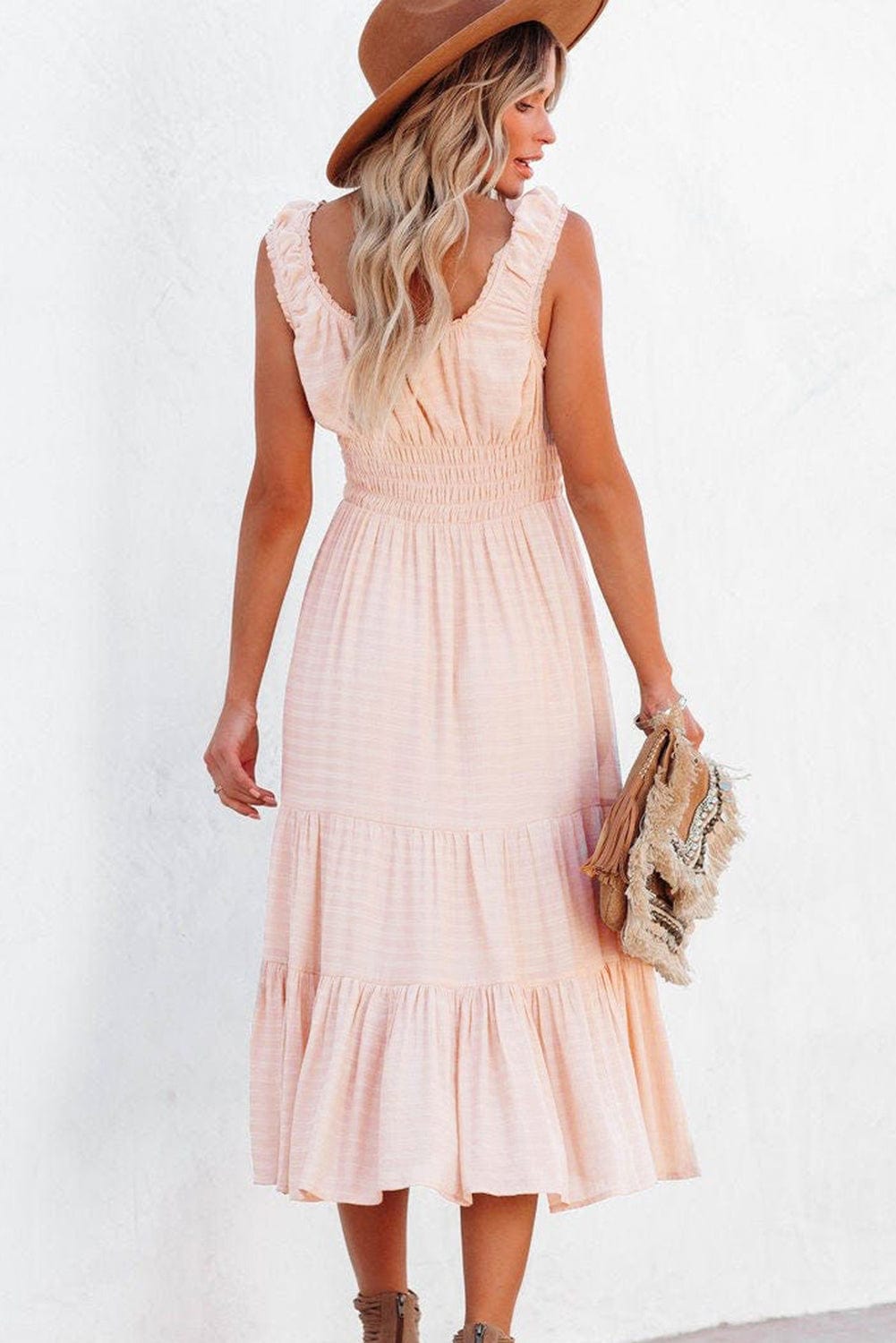 Sleeveless Round Neck Stitching Beach Dress