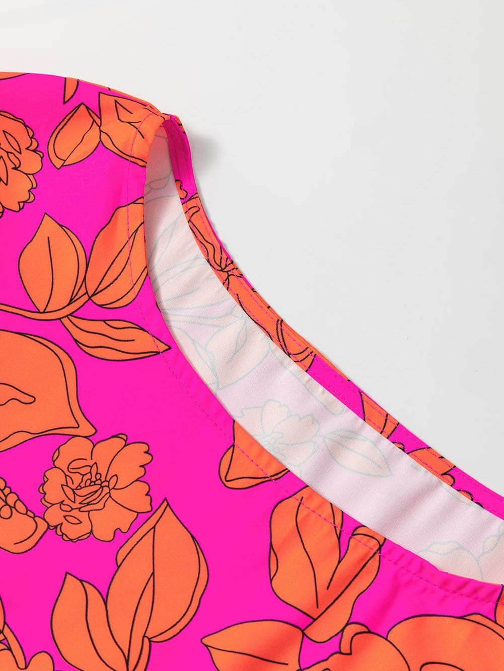 Sloping Shoulder Ruffle Print Dress