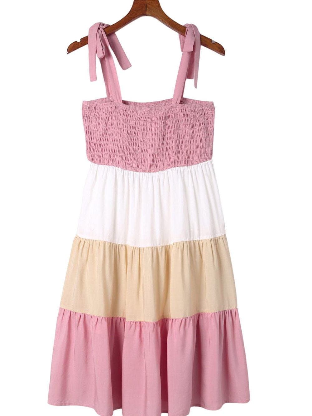 Smocked Patchwork Colorful Sleeveless Mini Dress for Stylish Charm