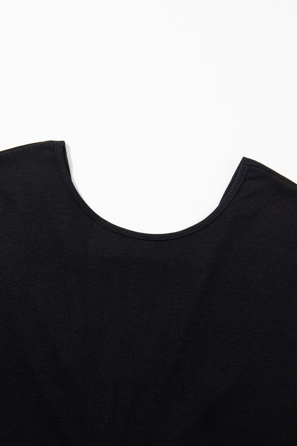 Solid Color V-Neck Ruffled Sleeves Loose T-Shirt