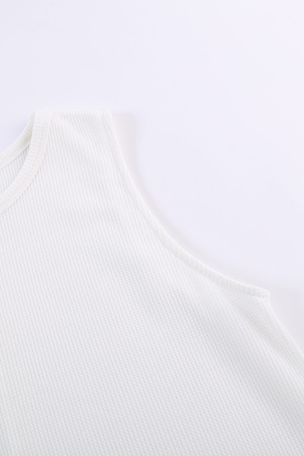 Solid Round Neck Sleeveless Top Vest