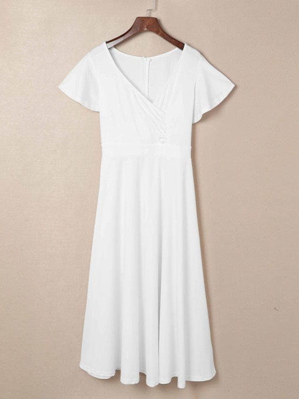 Solid Tie Pocket Long Sleeve Dress