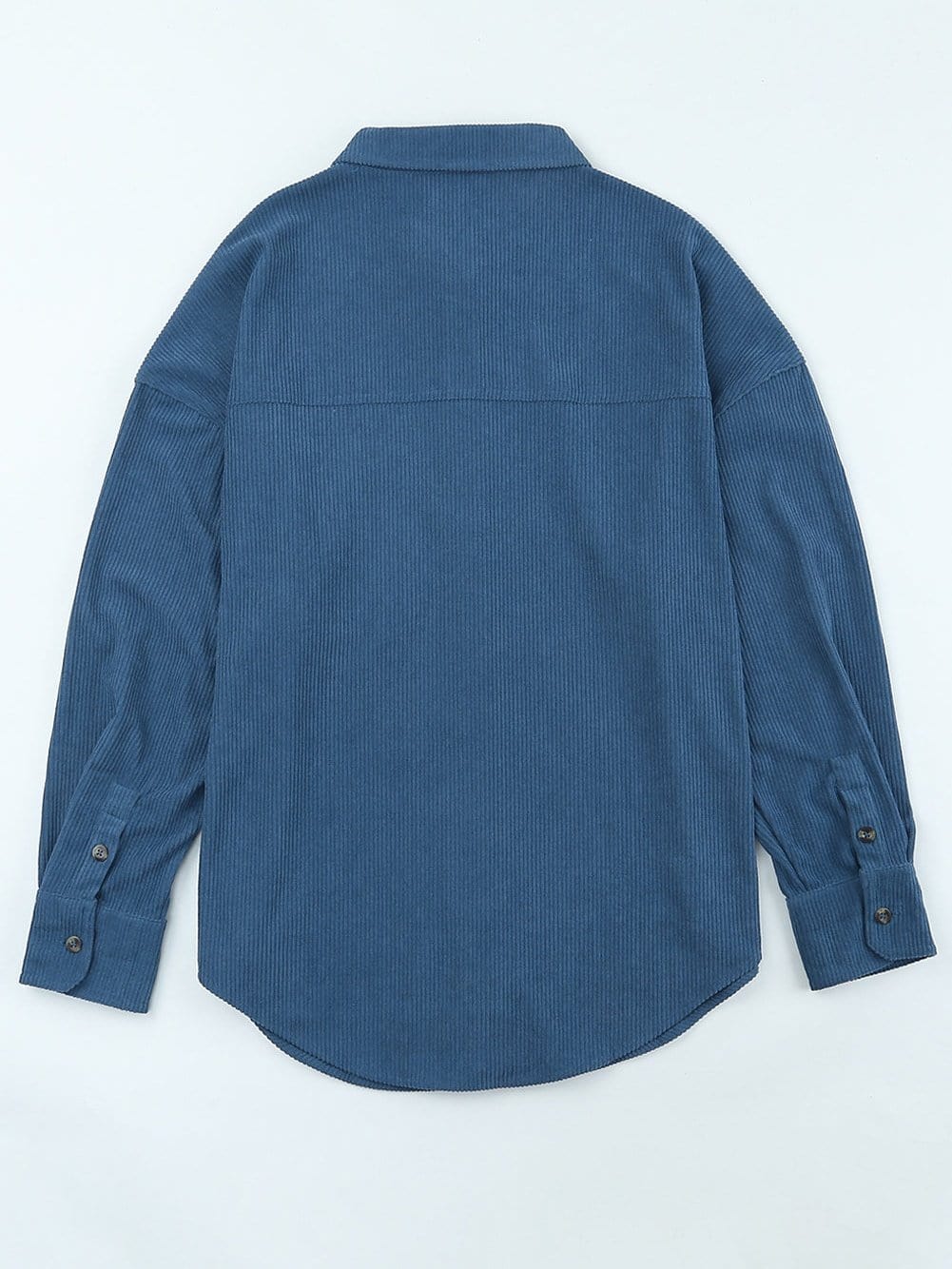 Solid V Neck Long Sleeves Metal Buttons Blouse