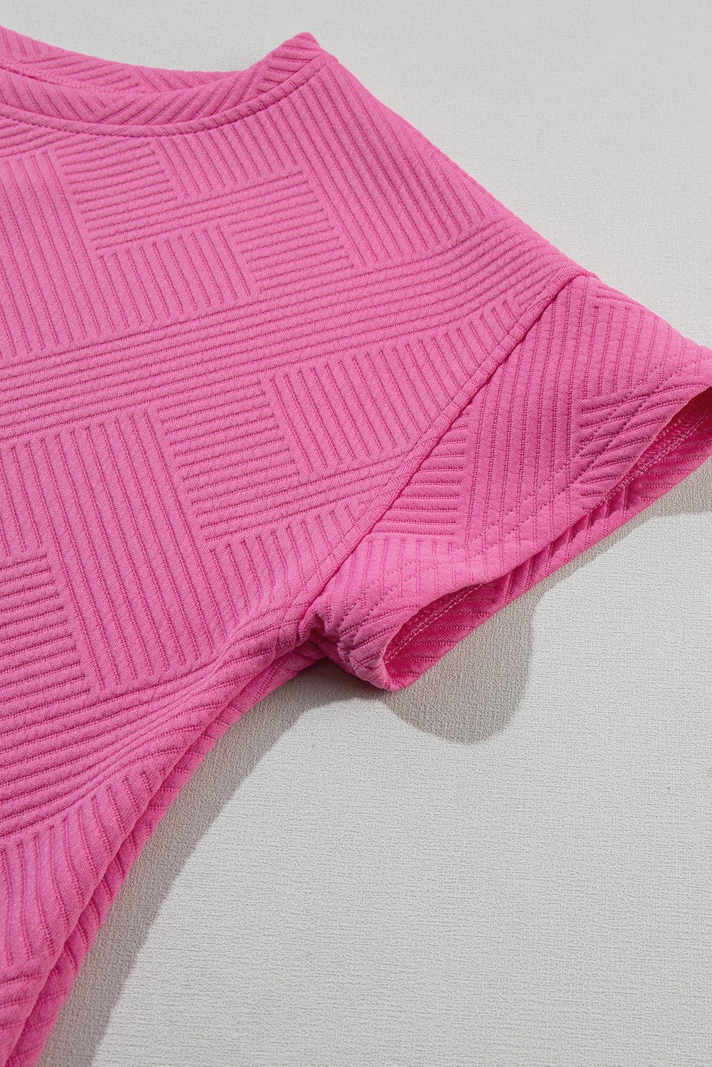 Strawberry Pink Textured Drawstring Shorts Set with Matching Top