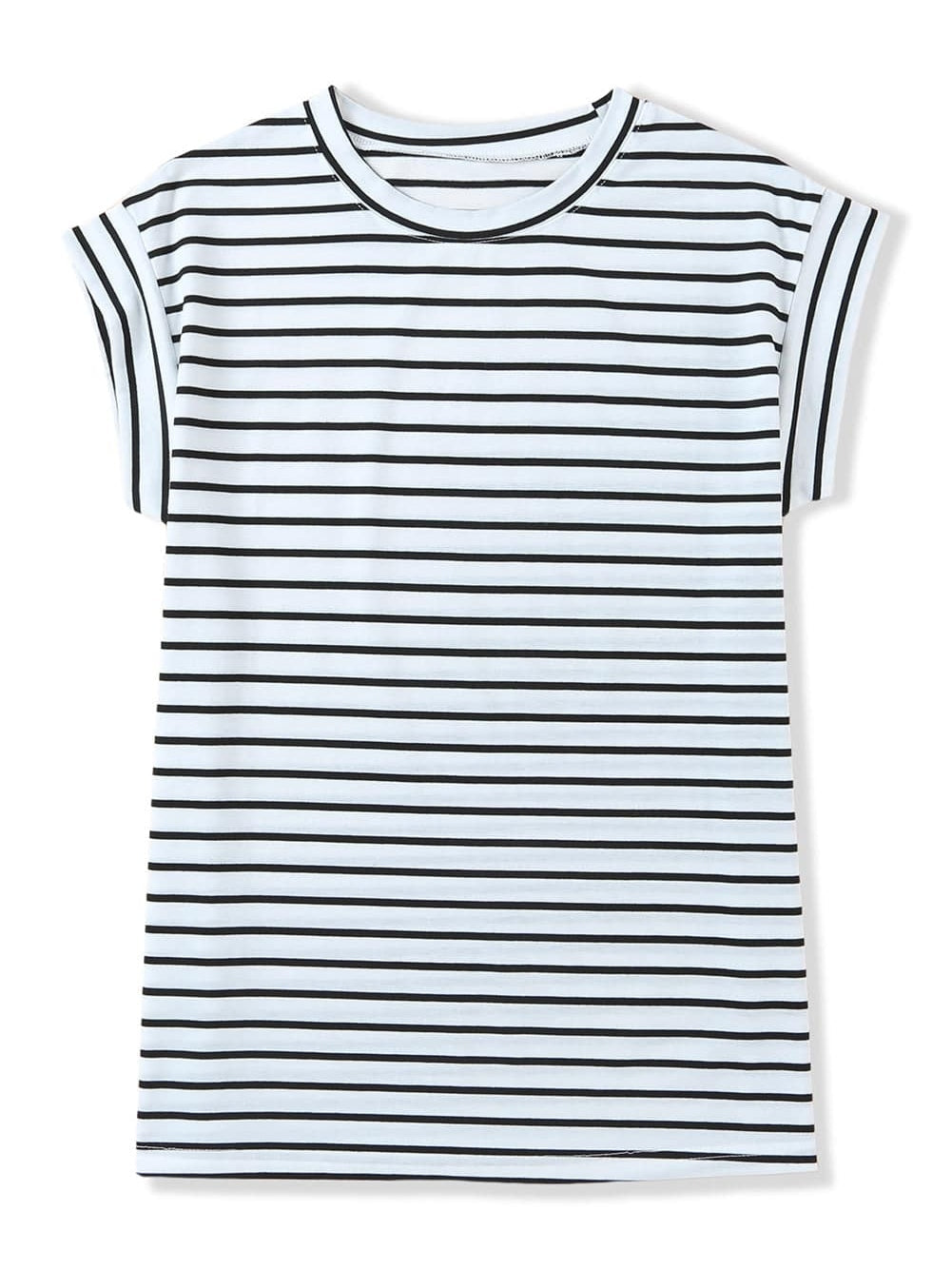 Striped Cap Sleeve Crew Neck Tee