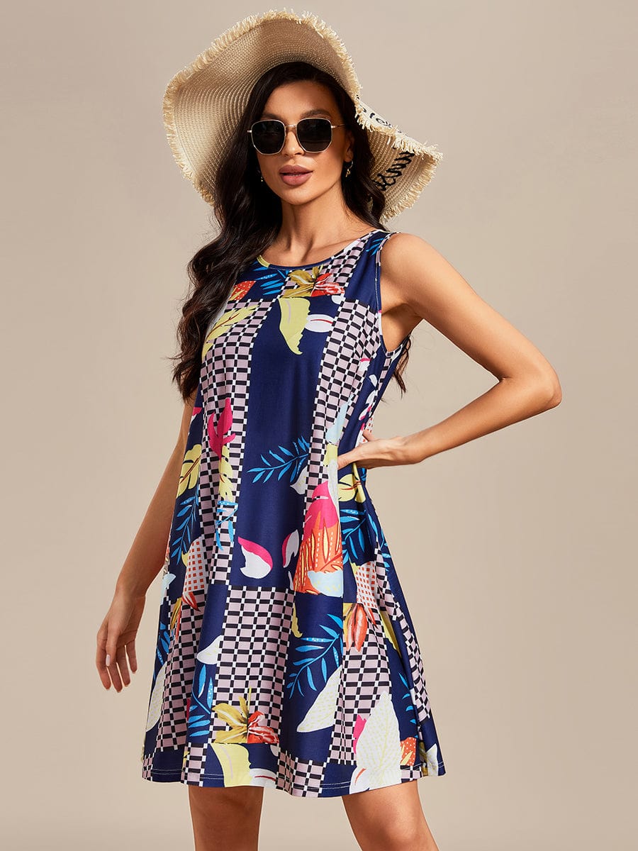 Stylish Printed Strapless Cocktail Dress with Loose A-Line Fit