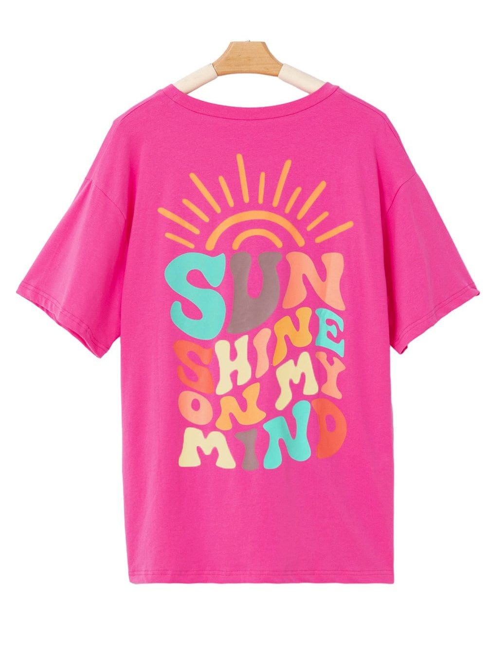 SUNNY DAY Pink Graphic Tee with "SUNSHINE ON MY MIND" Detail