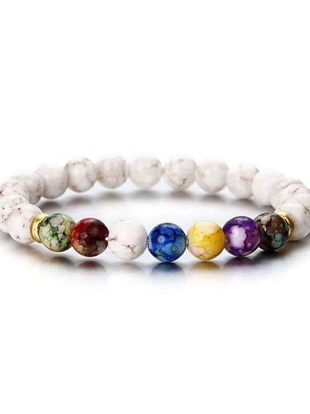 hot selling natural volcanic stone colorful seven chakra bracelet agate stone beads bracelet - LuckyFash™