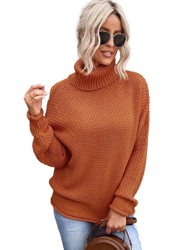 Thick Thread High Neck Bat Sleeve Knit Sweater