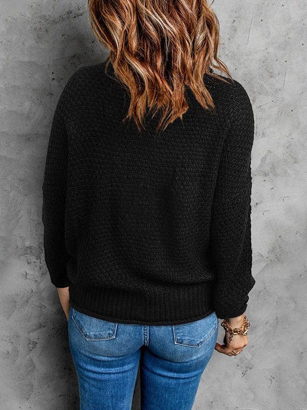 Thick Thread High Neck Bat Sleeve Knit Sweater