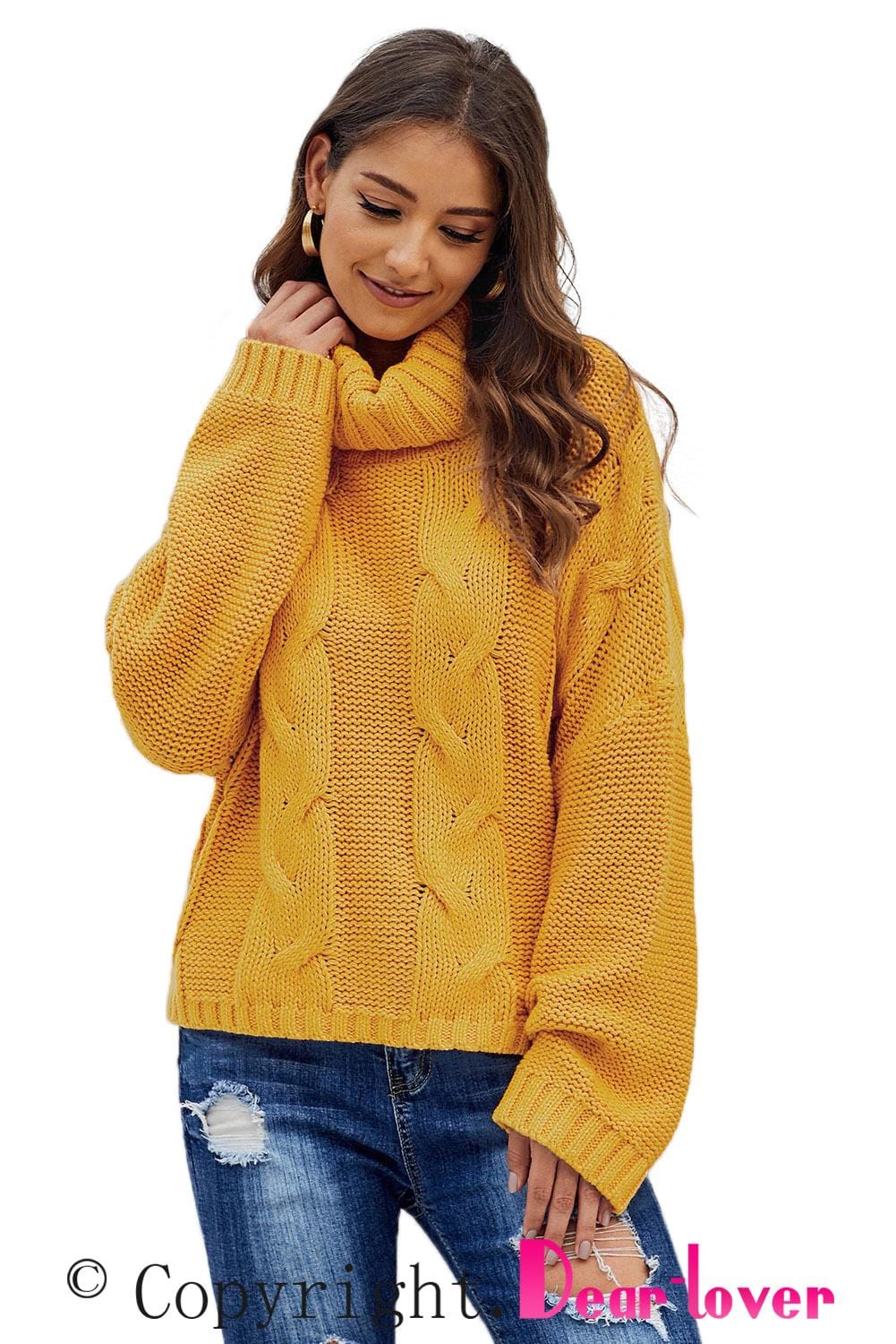 Thick Thread High Neck Bat Sleeve Knit Sweater