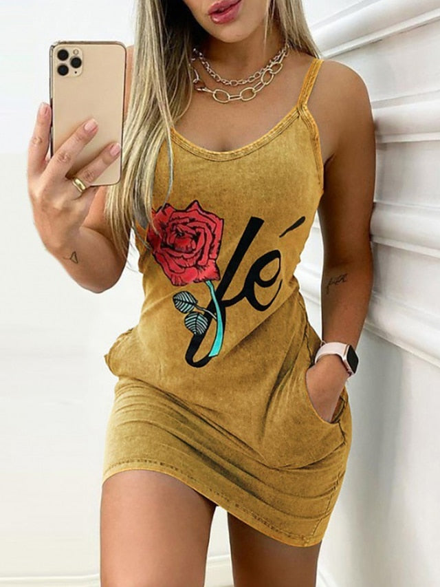 Women's Dress - Casual Dress Bodycon Sheath Dress Mini Dress Black Blue Gold Sleeveless Letter Backless Summer Spring Spaghetti Strap Fashion Vacation Slim 2023 S M L XL