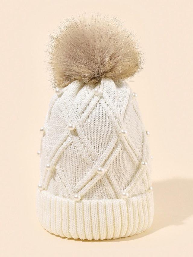 new women's wool knitted hat autumn and winter warm wool ball cap thickened wild face-lift travel hat - LuckyFash™
