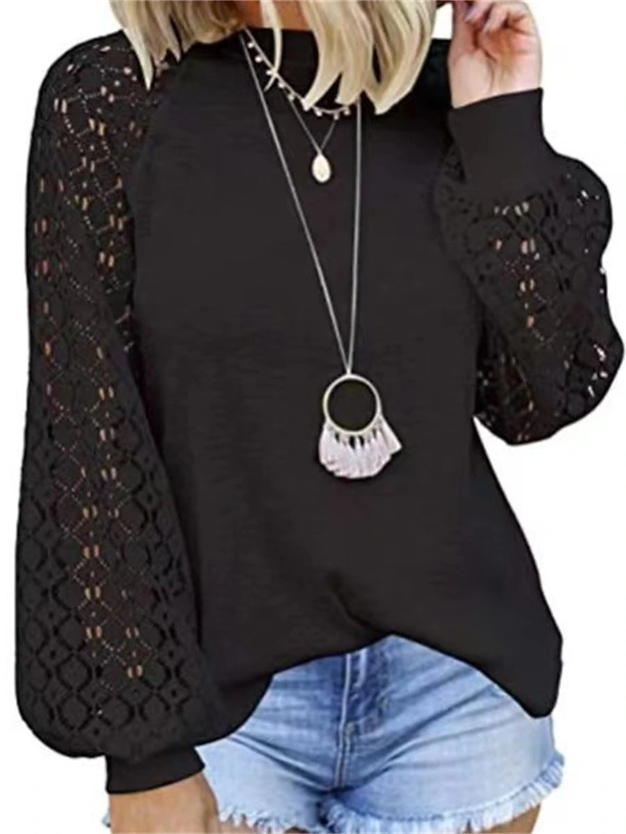 Women's Pullover Sweater Jumper Crew Neck Ribbed Knit Polyester Patchwork Summer Fall Outdoor Daily Going out Stylish Casual Soft Long Sleeve Solid Color Black Pink Navy Blue S M L