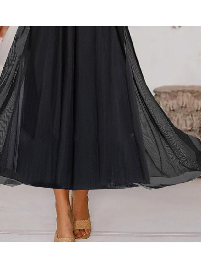 Women's Dress - Casual Dress Wedding Guest Dress Swing Dress Midi Dress Black Half Sleeve Floral Print Summer Spring Crew Neck Modern Wedding Guest 2023 S M L XL XXL 3XL