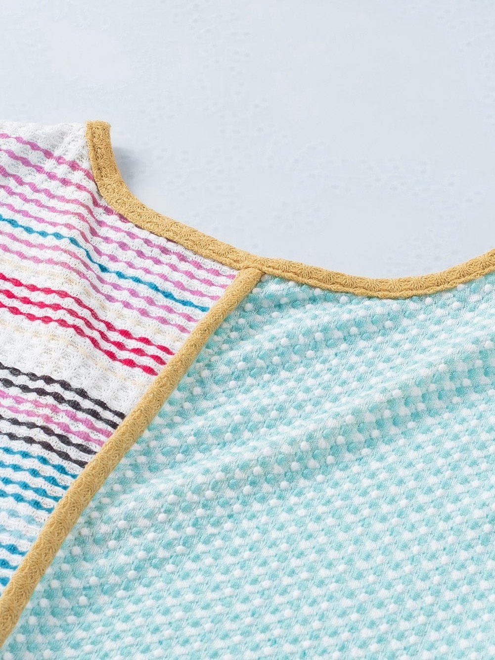 Vibrant Striped Knit A-line Dress with Colorful Patchwork