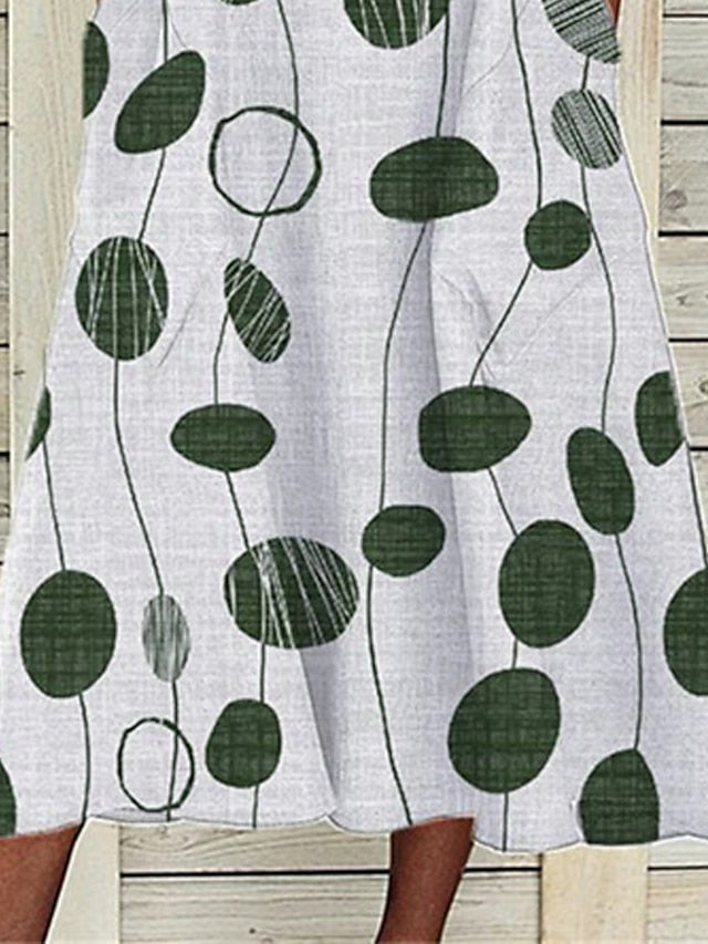 Women's Dress - Casual Dress Midi Dress Blue Green Sleeveless Geometric Pocket Spring Summer Crew Neck Vacation 2023 S M L XL XXL 3XL