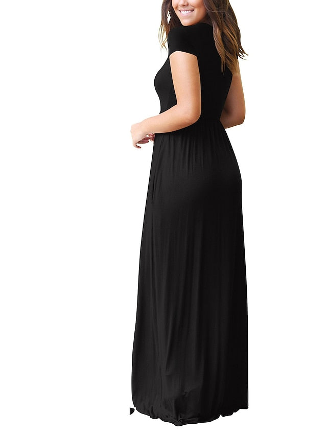 Women's Dress - T Shirt Dress Tee Dress Maxi long Dress Half Sleeve Solid Color Autumn / Fall Summer Round Neck Contemporary Casual Loose 2023 S M L XL XXL