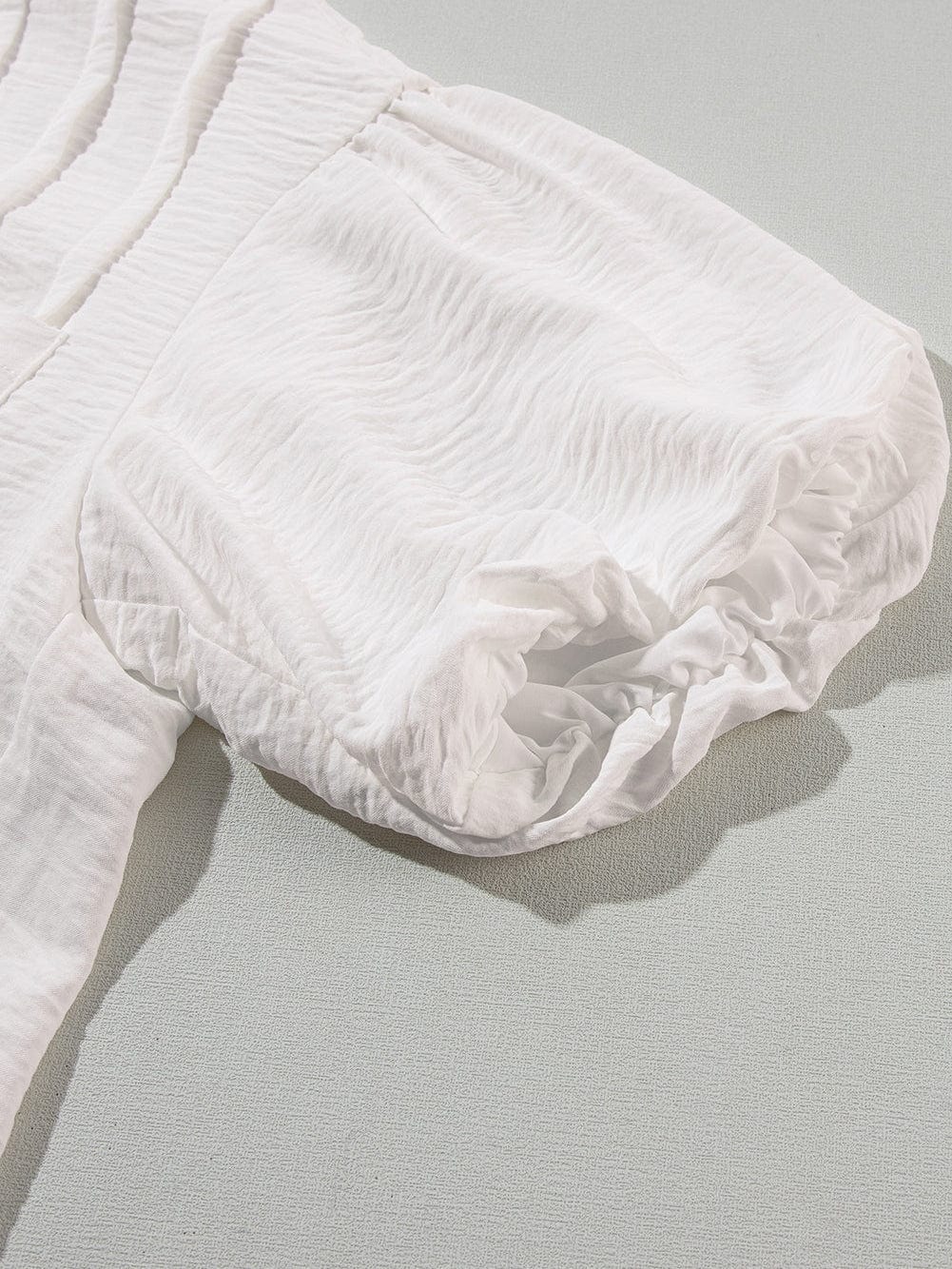 White Mini Shirt Dress with Half Puff Sleeves