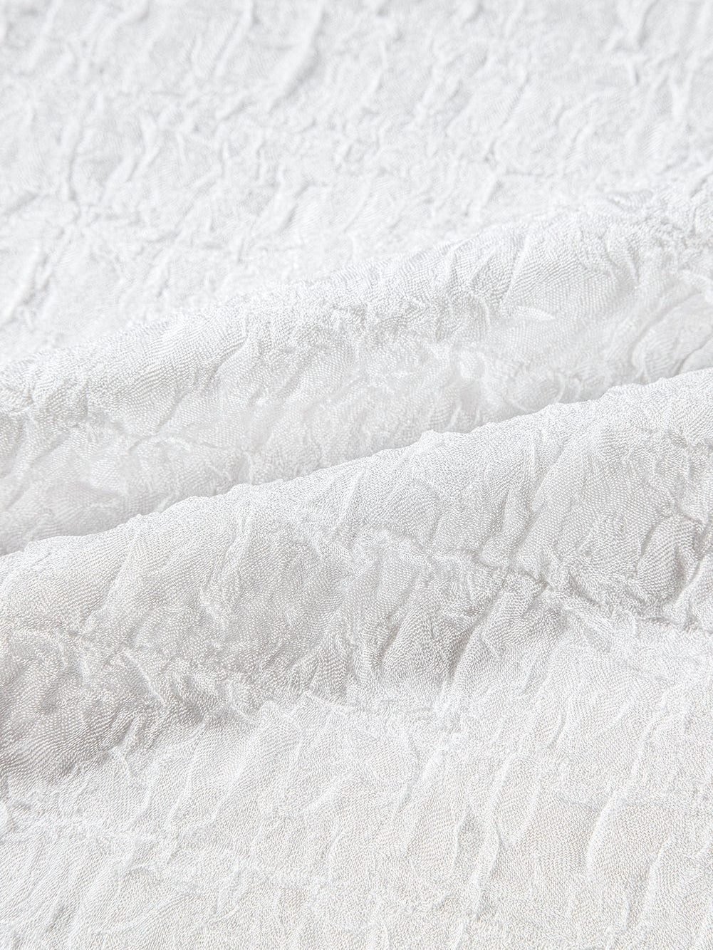 White Sequin Embellished Smocked Collar Puff Sleeve Textured Top