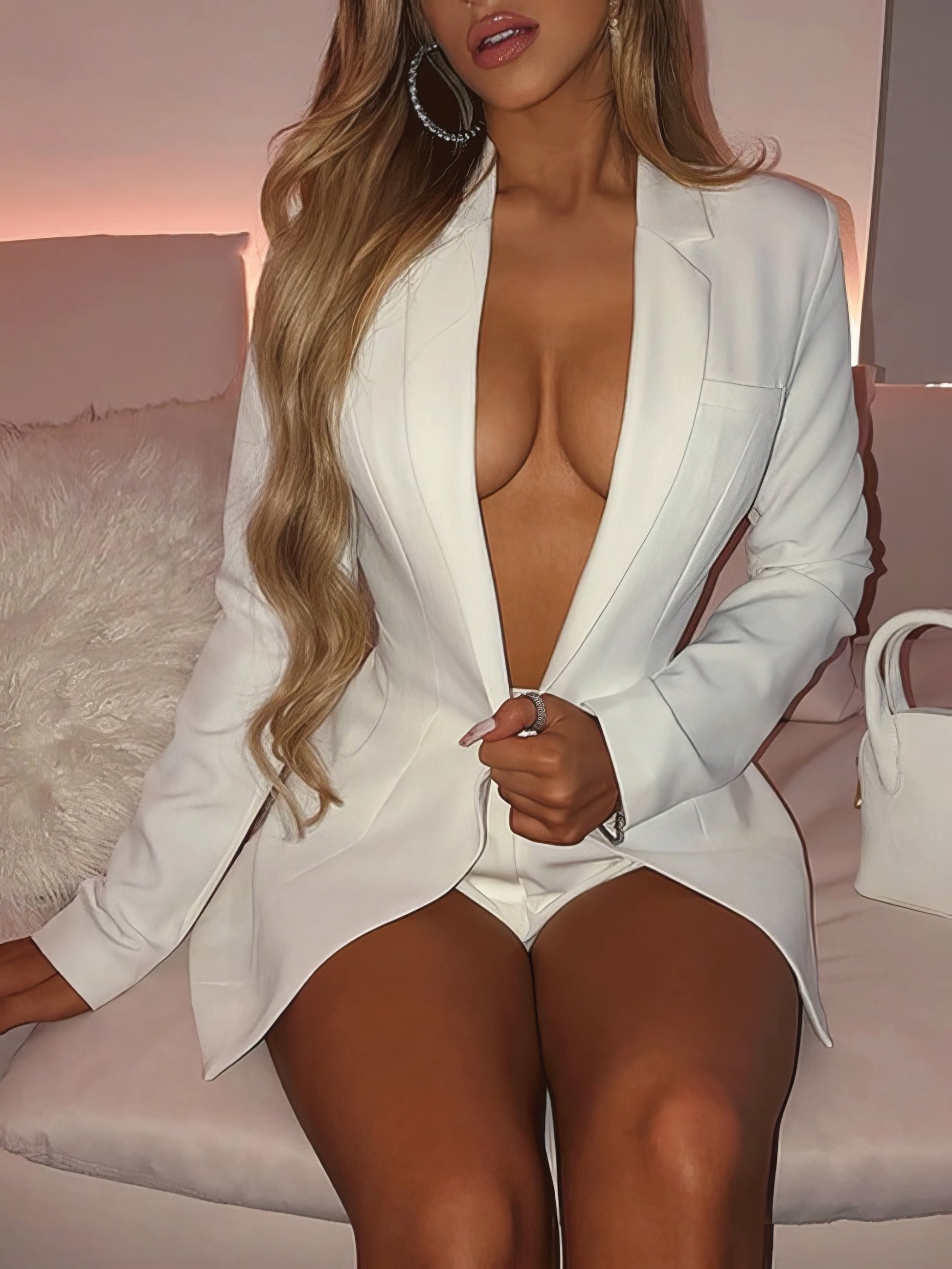 Blazers - Lapel Long Sleeve Temperament Blazer - MsDressly