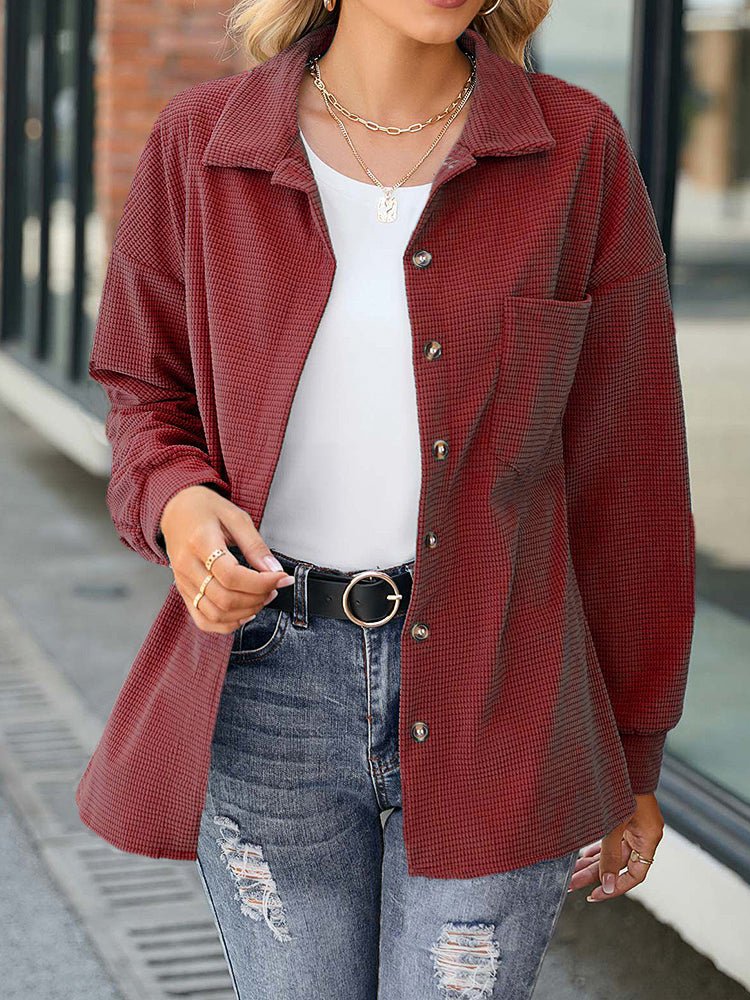 Corduroy Solid Button Cardigan Coat