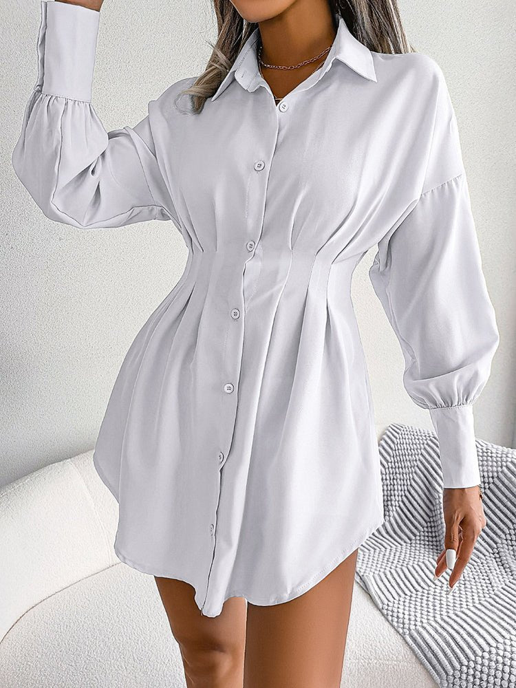 Mini Dresses - Lantern Sleeve Waist Asymmetric Mini Dress - MsDressly